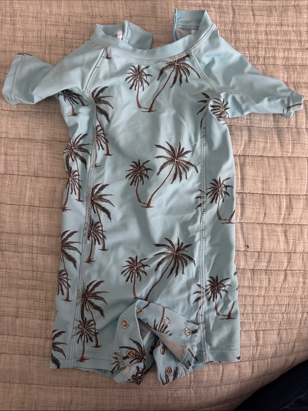 Feather 4ARROW Light Blue Palm Tree One-Piece Rashguard Swimsuit 12-18 Mos